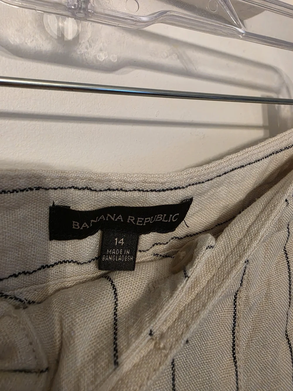 Banana Republic Beige Pinstripe Linen-Blend Wide Leg Pants (14)